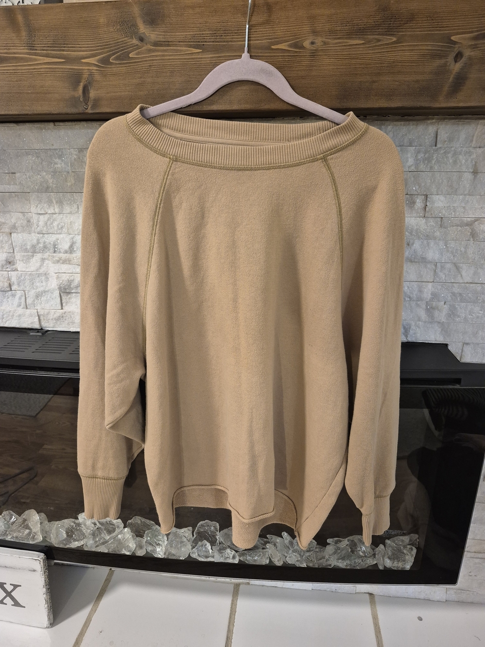 Oversized Aerie Tan Lightweight Crewneck
